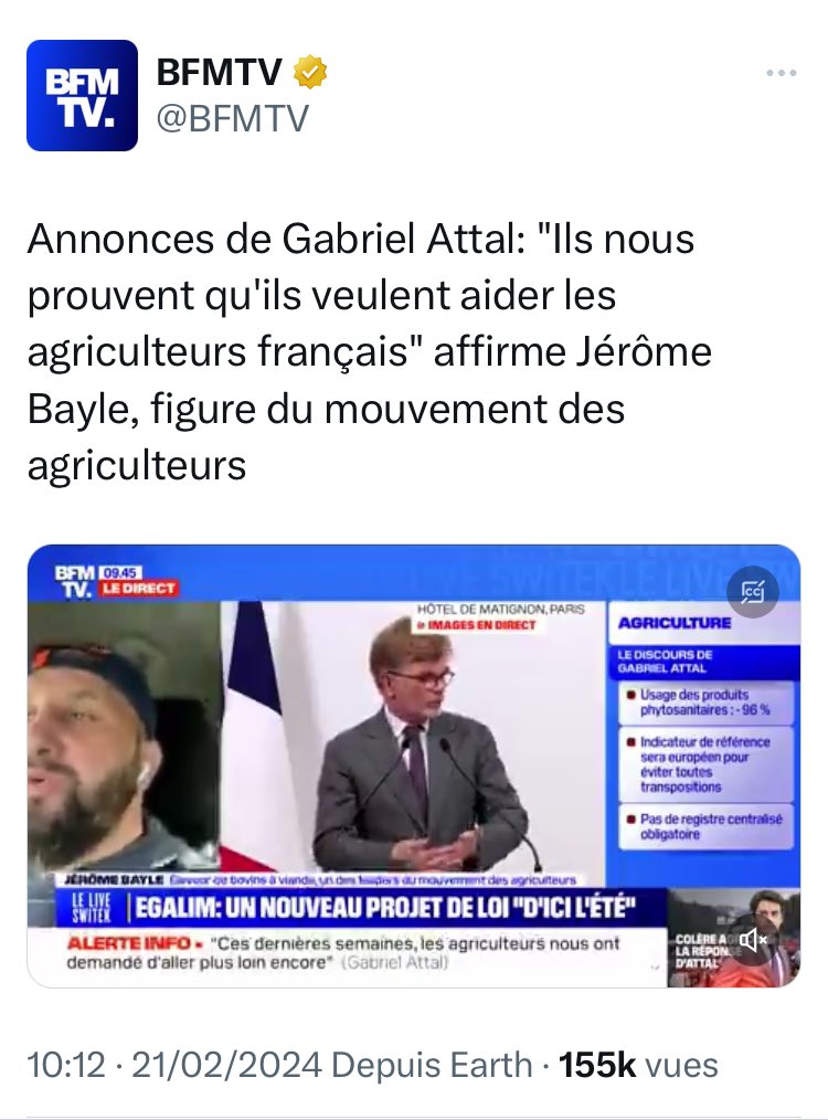 Le même jour. 
LE MÊME JOUR ‼️
😂😂😂
Ayez confiance hein #AgriculteursEnColere, allez au #GrandDebat du #SalonDeLagriculture #SIA2024, ça va bien se passer …. 🙄