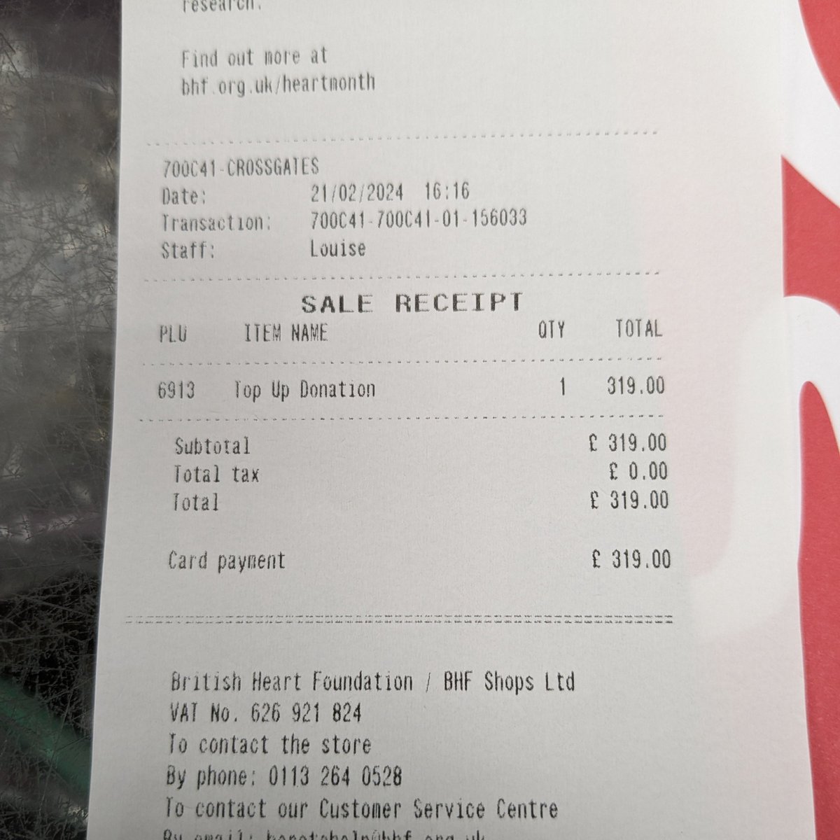 Would just love to say a massive thank-you to all who attended bingo night last Friday we raised an amazing £319 for the British Heart Foundation 
Special thank you to the live events programming group and to @lisasavage the Tesco Community Champion for donating the prizes.