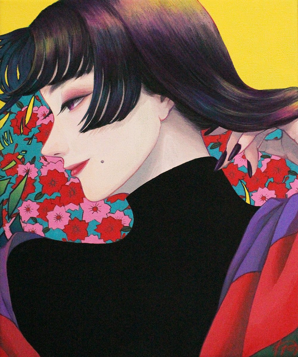 「『秘すれば春』273×220mm3月の花札「桜に幕」をモチーフにしました秘密をた」|わだ♦︎4/20〜Artrooming MKT 07のイラスト