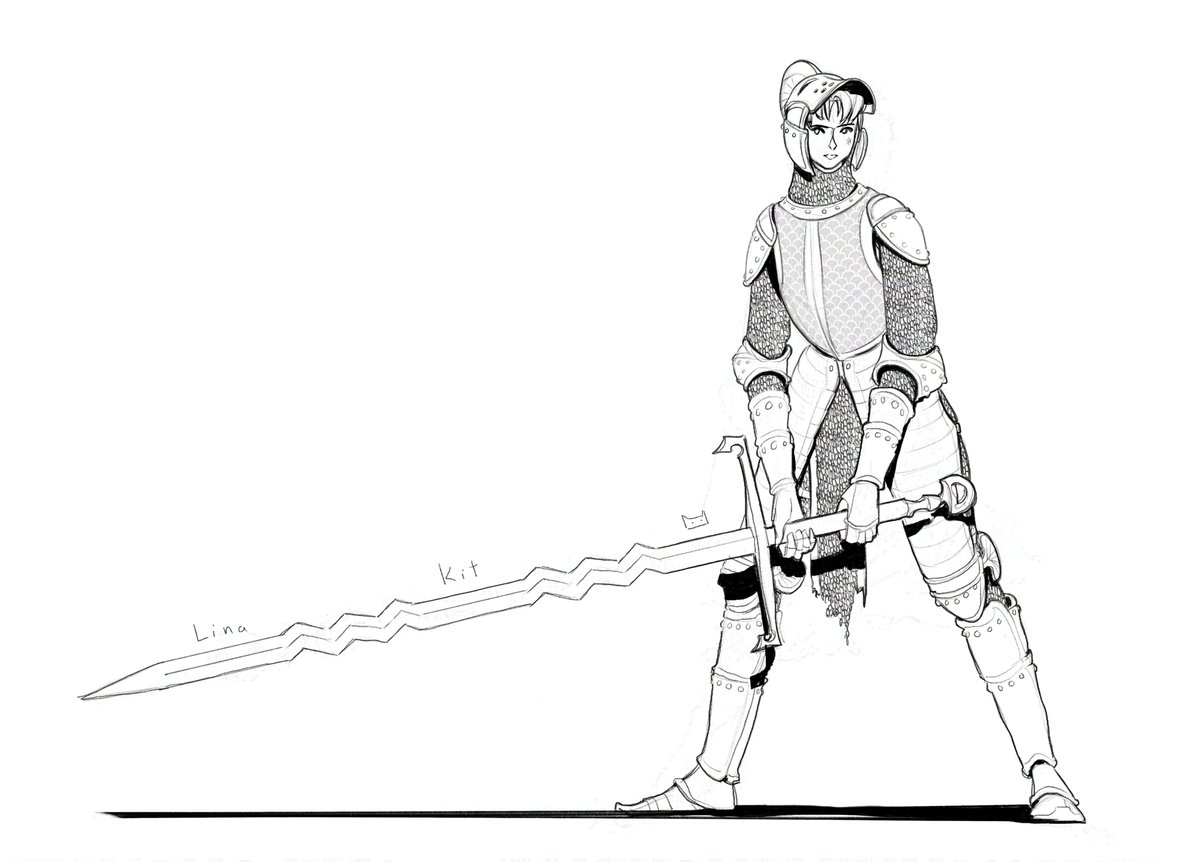 lina_kit_art's tweet photo. The study of armor here was a success, but I lost the ornamental style 🫠 gotta be more careful next time 🙂
#knight #woman #full #plate #armor #digital #sketch #huge #twohanded #sword https://t.co/fC6nGns9qa