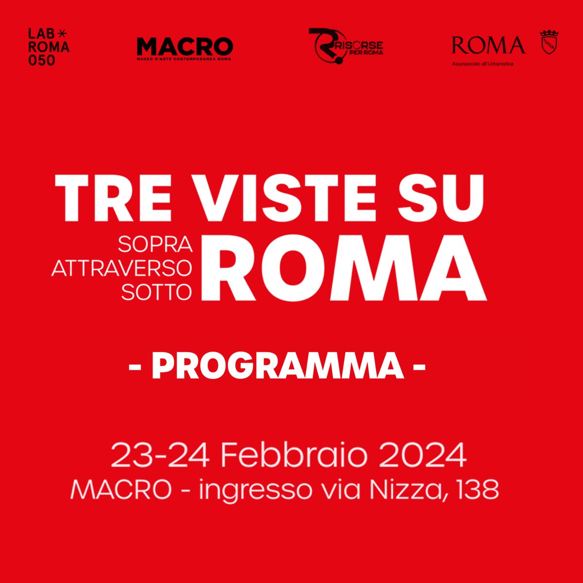 Il 23 e 24 Febbraio, al #Macro di Via Nizza di Roma vi apettiamo all'evento organizzato dal #LabRoma050 del #ComunediRoma, di cui faccio parte. Parleremo con politici, ricercatori e attivisti di alcuni importanti temi per Roma. Qui il programma: rebrand.ly/qcwo5e9