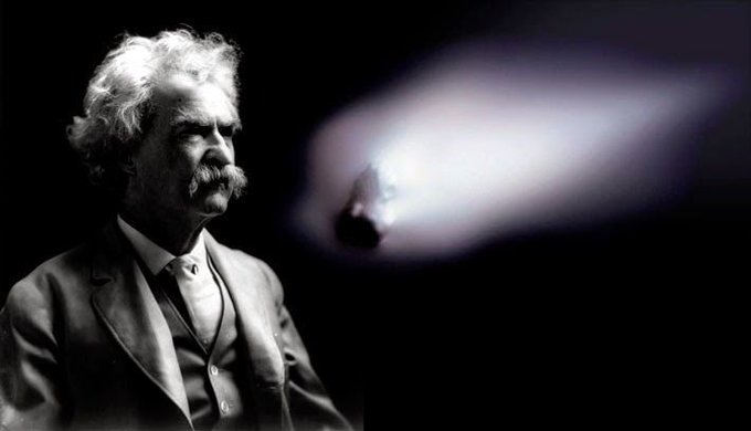 Rainmaker1973's tweet image. Did you know? 

The great writer, humorist and publisher Mark Twain was born shortly after an appearance of Halley&apos;s Comet (November 30, 1835) and died one day after the comet&apos;s closest approach to Earth (April 21, 1910), after predicting that he would die at the comet&apos;s passage.