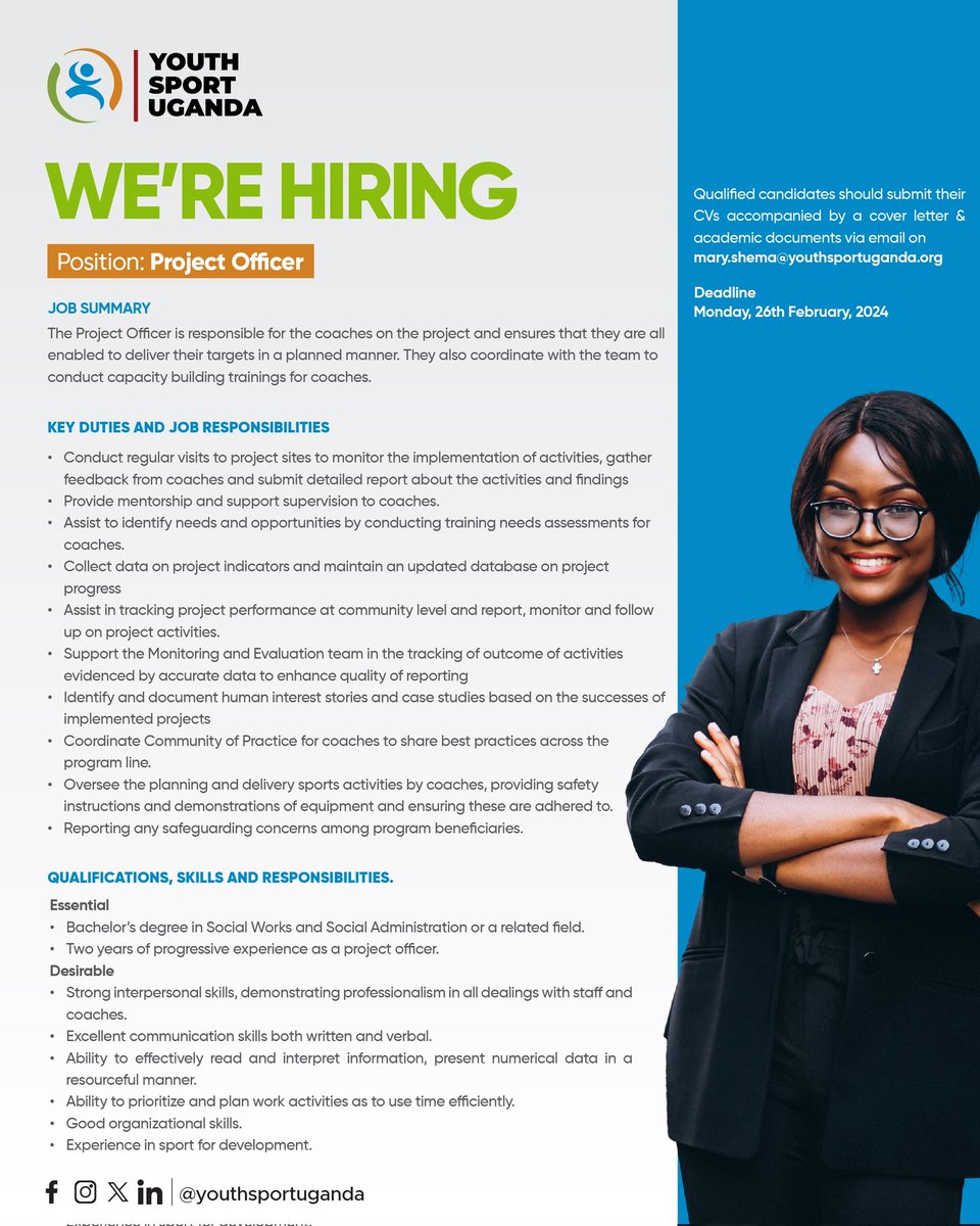 YSUganda's tweet photo. 📌Join Our Team as a Project Officer!

Are you passionate about making a positive impact in communities &amp; driving meaningful change?
We are seeking a dynamic &amp; dedicated Project Officer to join our team and play a crucial role in initiating &amp; implementing transformative projects. https://t.co/RPuZ22YgcL