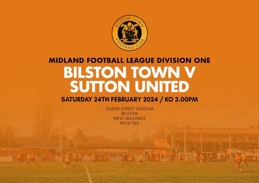 Bilston Town FC (@bilstontownfc) on Twitter photo NEXT UP
On Saturday we host <a href="/SuttonUtdFC/">Sutton United FC (Birmingham)</a> in the <a href="/MidlandLeague/">Capelli Sport Midland Football League</a>
#Steelmen🧡 NEXT UP
On Saturday we host <a href="/SuttonUtdFC/">Sutton United FC (Birmingham)</a> in the <a href="/MidlandLeague/">Capelli Sport Midland Football League</a>
#Steelmen🧡