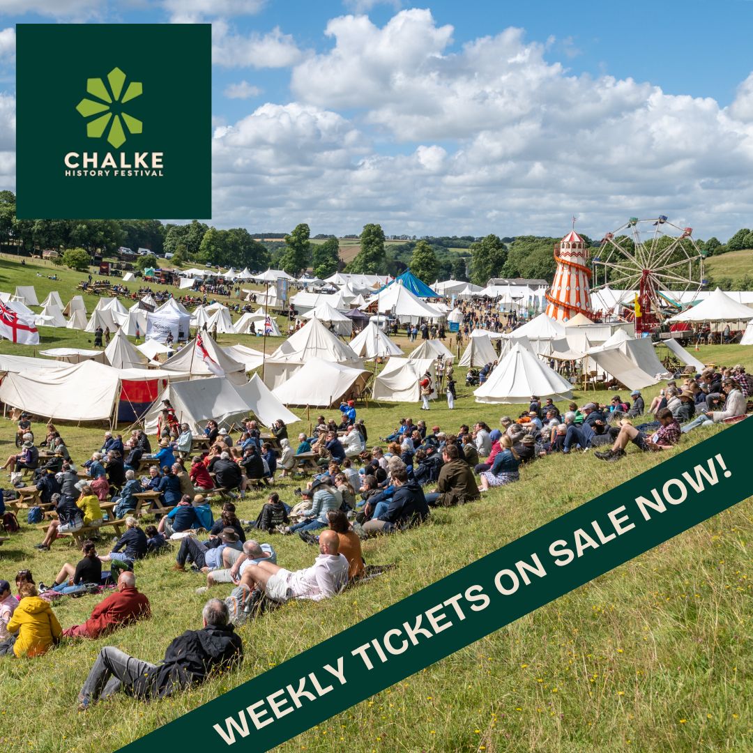 🎟️Weekly tickets are NOW AVAILABLE!🎟️

Save over 50% when you buy an early bird 7 day entrance ticket.

Don't miss out on this incredible opportunity to immerse yourself in the past - join us at Chalke History Festival 24-30 June 2024.

Buy tickets here 👉 chalkefestival.com/tickets-pricing