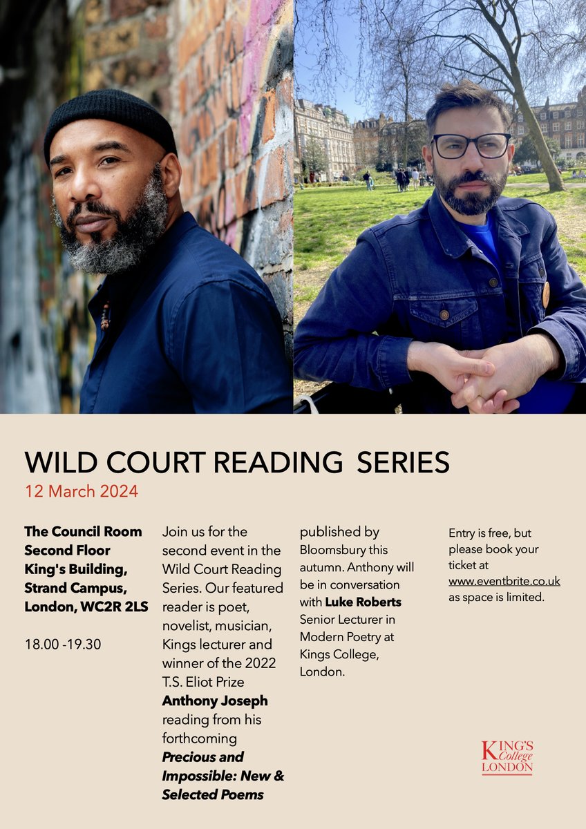 I'm looking forward to reading at Kings on March 12 Tickets: shorturl.at/fszQS