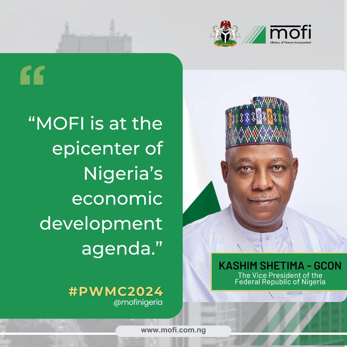 mofinigeria's tweet image. Highlights from key speakers at the PWMC2024. "MOFI is at the epicenter of Nigeria's economic development agenda" - Kashim Shettima GCON @officialSKSM  Vice President of the Federal Republic of Nigeria. #PWMC2024 #economicdevelopment #kashimshettima #MOFI