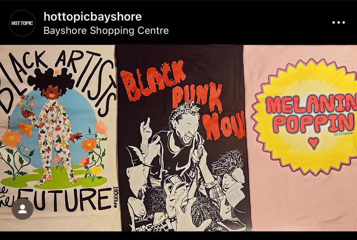 My apparel is in Hot Topic 🥹💕 This is so huge for me!! Check your local Hot Topic for Melanin Poppin shirts this BHM and online for “Astronym” original designs!