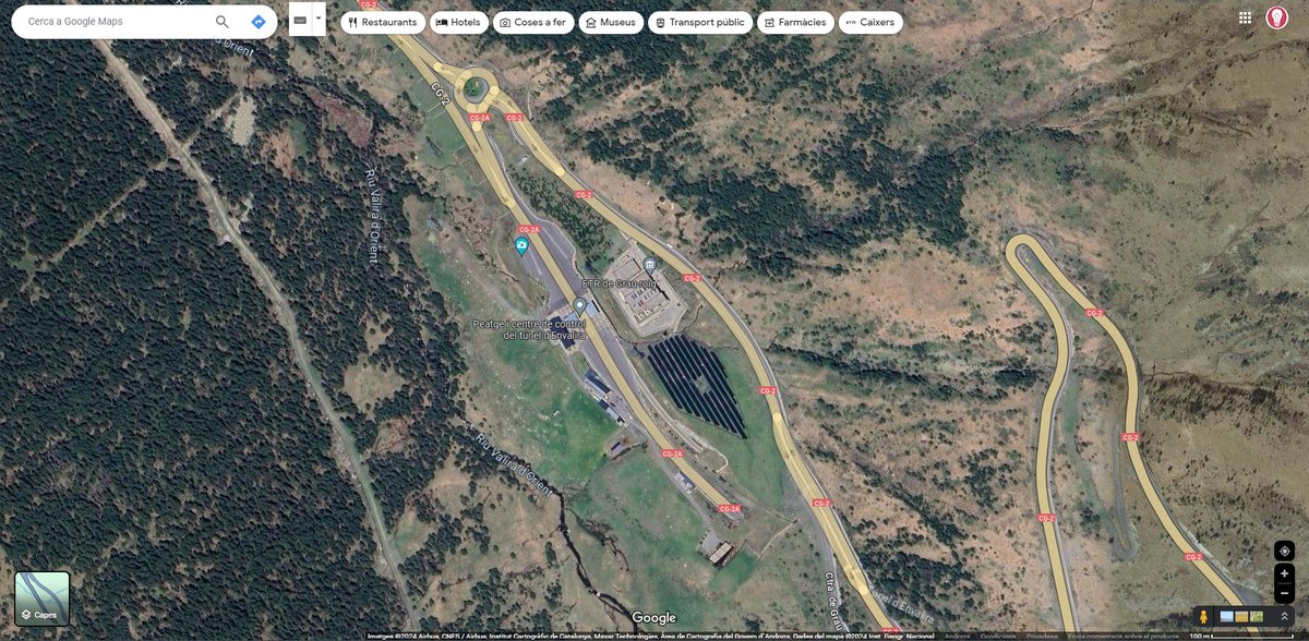 SUDPIRINEUS's tweet photo. Amb l'actualització del Google Maps a #Andorra, ja surt el nostre parc solar a Grau Roig. Obra feta per @FEDA_Andorra i que ja porta gairebé 1.400.000kWh generats https://t.co/4WVC37XriM