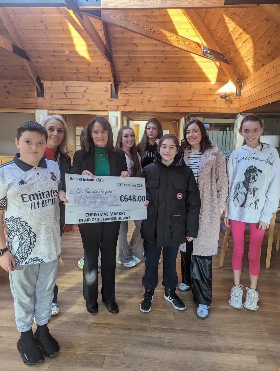 Yesterday we visited @SFHDublin to present them with a cheque for €648 which we raised at our Christmas Fair back in December. Thank you to everyone who supported our fundraising efforts 👏