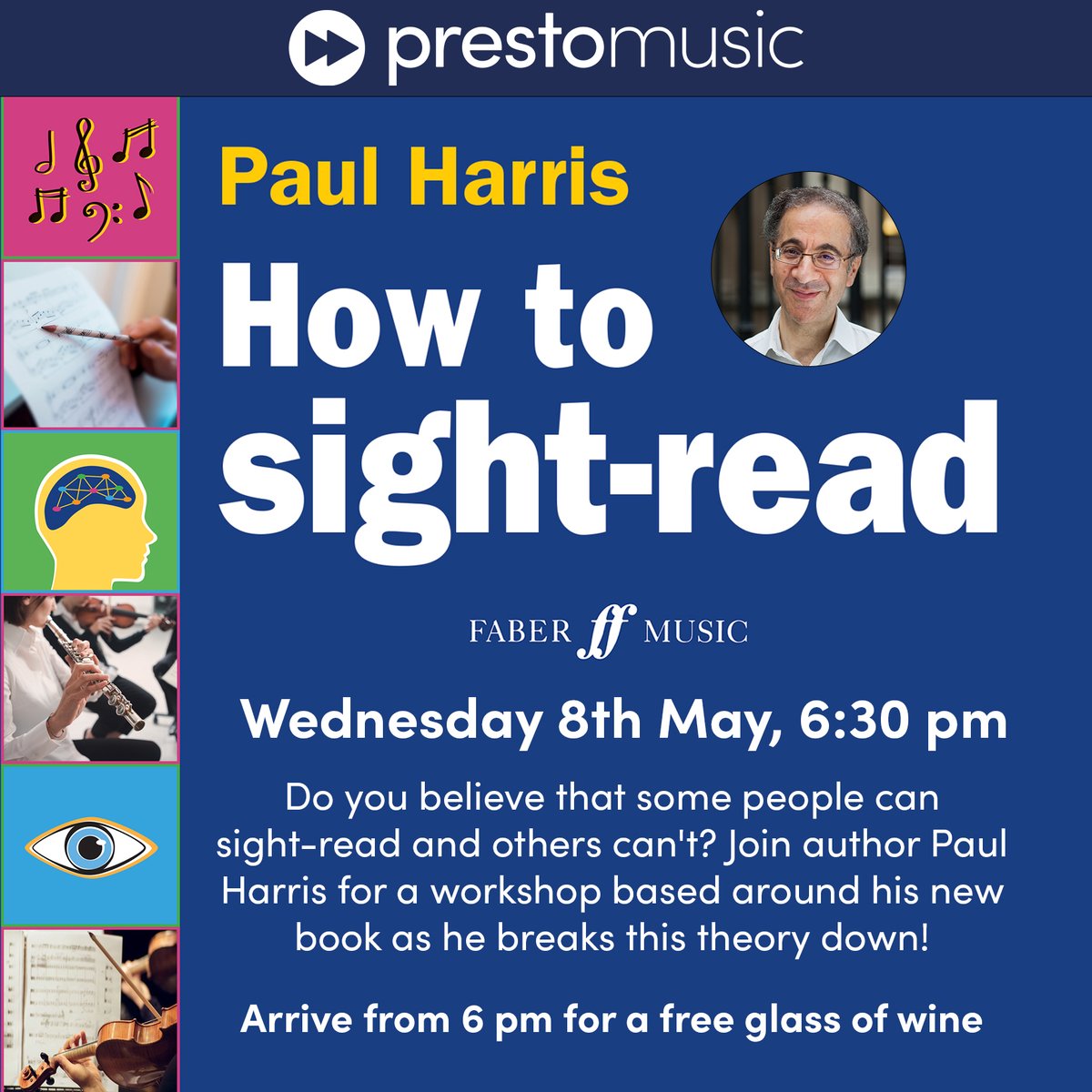 Don't miss our first event booked for May (the 8th, starting at 6:30pm) with author @PaulHarris_Cl! Paul will be conducting a workshop based around his new book, 'How to Sight Read' (published by @FaberMusic). 🔖 Book your FREE tickets here: tinyurl.com/2uveht5m