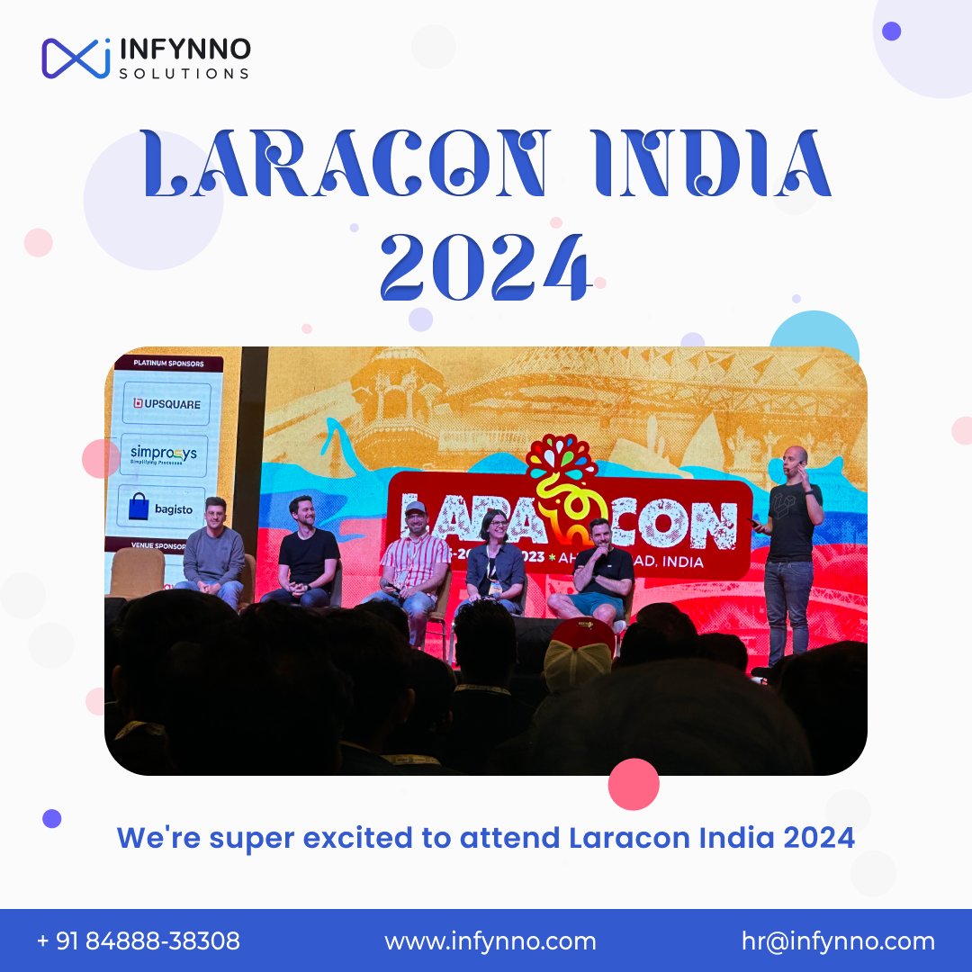 Laracon India 2024

It's a community-driven event. National and international speakers presenting talks on Laravel, PHP, web development, and various other topics.

Are you coming? Let's meet there!

#LaraconIndia #Laracon2024 #PHP #WebDevelopment #LaravelConference #Community
