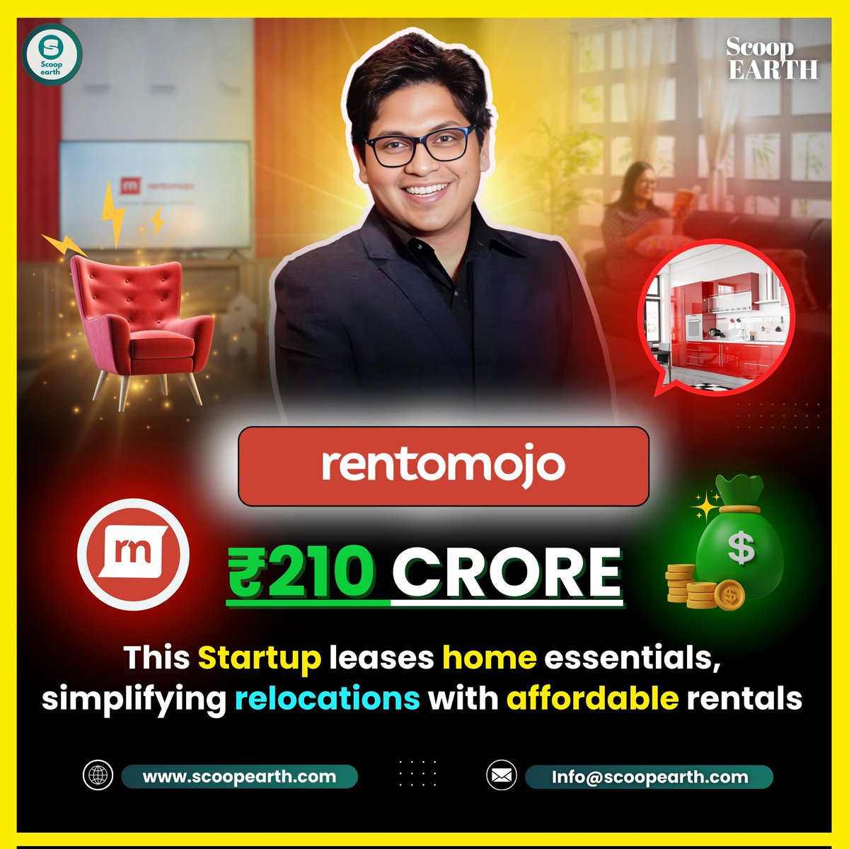 📢 '@rentomojo raises $25 Mn led by Edelweiss' 🔔 Source of information 📝👇 entrackr.com/2024/02/rentom… Share Your Startup Story 🚀📲 docs.google.com/forms/d/1CCuW-… #scoopearth #rentomojo #entrepreneur #startup #furnishing #rental #appliances