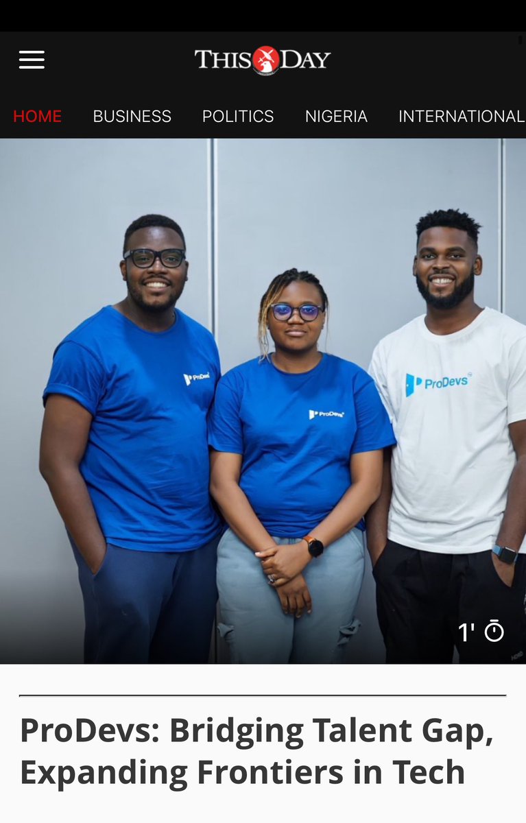 Prodevs_io's tweet photo. Exciting news! ProDevs is making headlines on This Day News with an insightful article titled "ProDevs: Bridging Talent Gap, Expanding Frontiers in Tech." 

Click the link below to read all about it!

Read Here: https://t.co/hNzQzM4EK7

#ProDevs #BridgingTheGap #ThisDayNews https://t.co/7PSxZc2FaQ