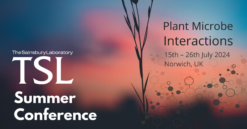 TheSainsburyLab's tweet photo. Join us in Norwich this July for the TSL Summer Conference in Plant-Microbe Interactions! ☀️🌱🧬

Discuss the latest approaches &amp; discoveries in plant health with international keynote and local speakers. 

APPLY by 5 April '24 ⬇️ Click link for more info
