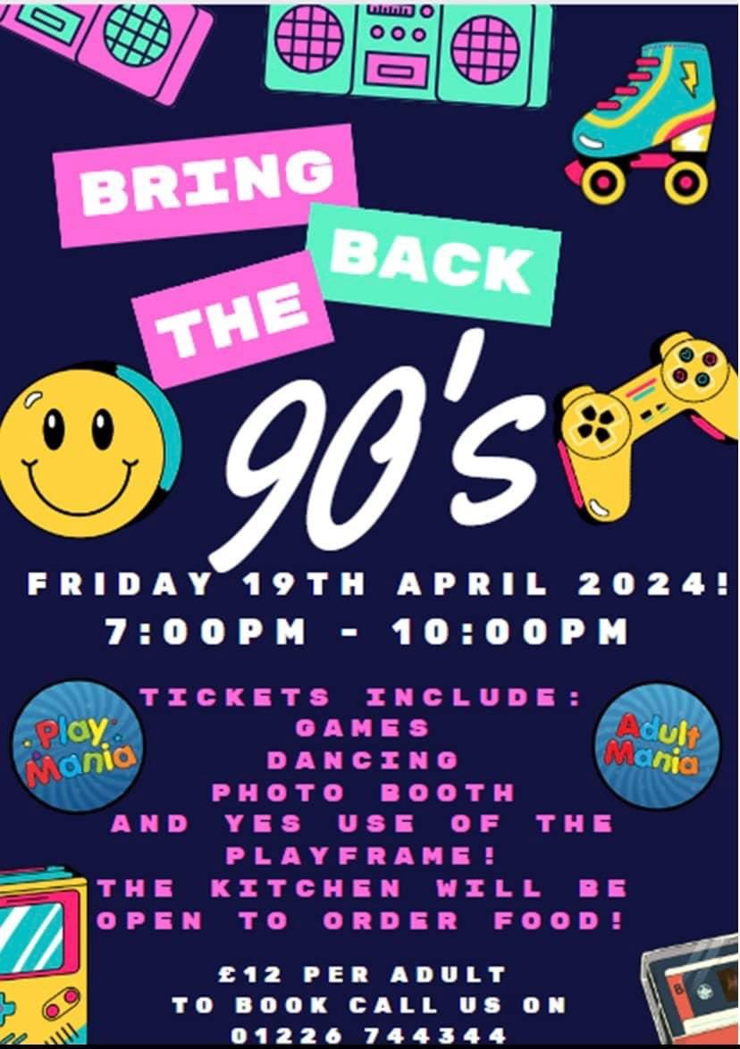 playmania_ltd's tweet photo. Tickets for our Adult Back to the 90s Event are on sale now!

Call us on 01226 744344 to book your space now - limited spaces available and they’re selling out fast

p.s. don’t forget your drinks 😉 https://t.co/svMNXmBfuv