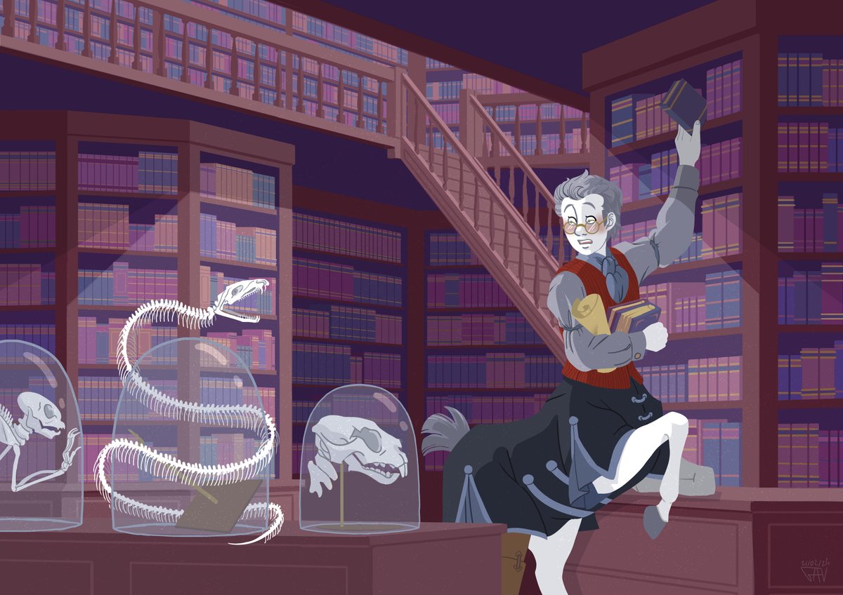 TsekelK's tweet photo. I feel more and more better. I decide to finish this draw of my centaur Character Hubert.
Hope you like it !
#centaur #necromancer #horse #library #book #squeleton https://t.co/dhlUVkPt2C