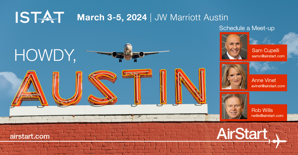 Yeehaw! Our very own Rob Wills, Anne Vinet, and Sam Cupelli are taking on the Lone Star State for ISTAT Americas 2024! Drop them a line to connect! #ISTATAmericas #CommercialAviation