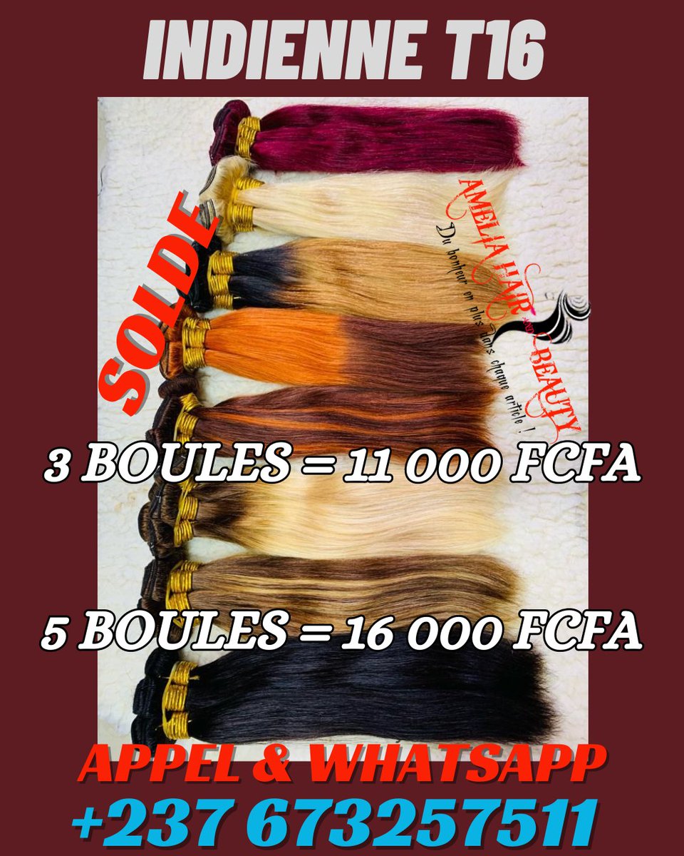ASGroup2000's tweet photo. Profitez des soldes pour acheter vos #mèches #indiennes taille 16 au prix le plus bas !
3 boules = 11 000 FCFA 😍
5 boules = 16 000 FCFA 😍

Commandez maintenant 👇
Appel et WhatsApp : +237 673257511

#perruque #indienne #noir #cash #Moinscher #money #mèche #belle #original #luxe https://t.co/PZu2ezQacZ