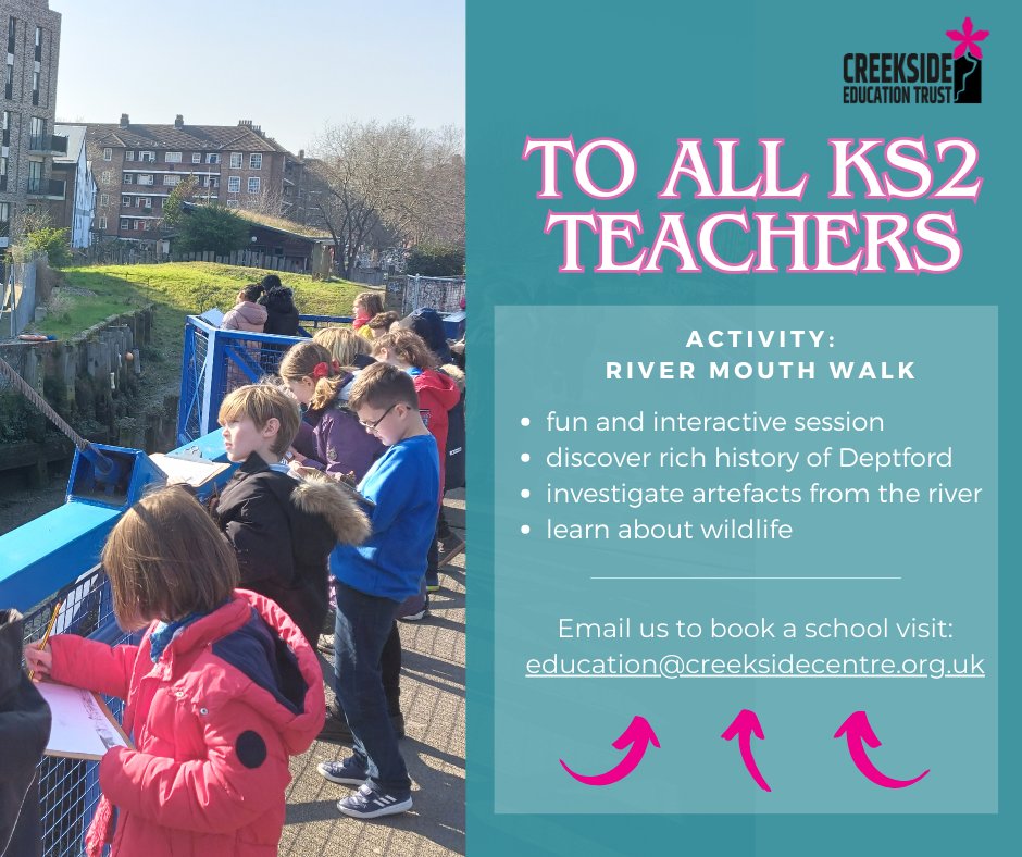 Our Rivers sessions are now fully booked for the rest of the school year. Why not take a look at our other sessions, on the river mouth walk we will journey on land to find the River Mouth. For more info, email us: education@creeksidecentre.org.uk #ks2teachers #outdoorslearning