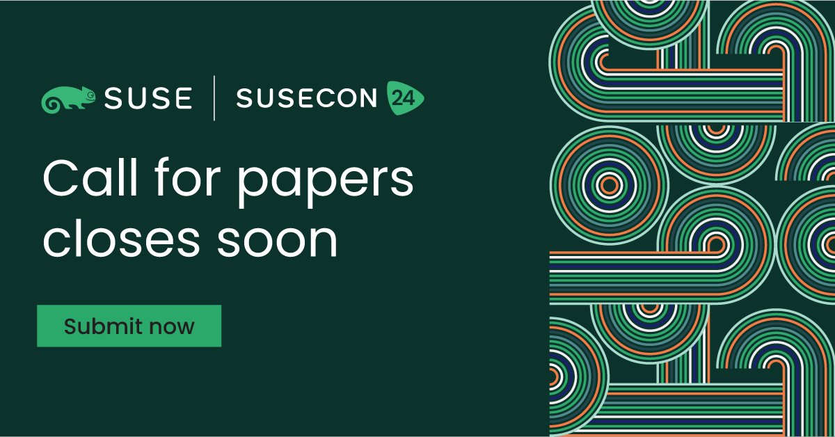 💡 Have a session idea for #SUSECON2024? Hurry up and submit it now! ✅ Featuring our theme #ChoiceHappens, #SUSECON2024 will once again bring customers, partners, and the #opensource community together to connect and share ideas.
🔗 Check out more here: okt.to/nRl9qs