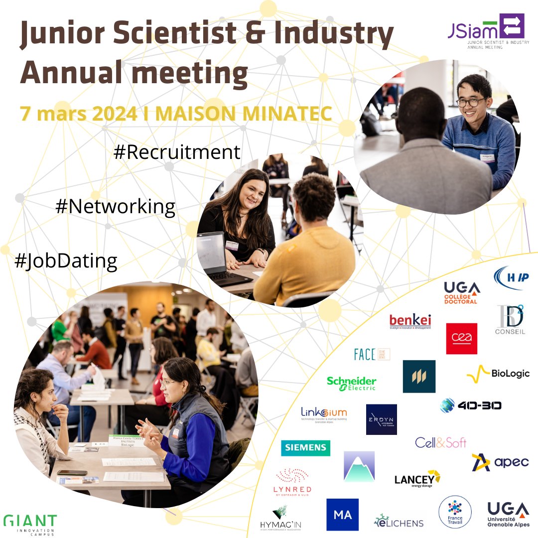 Plus de 20 entreprises &amp; startups participent à l’édition 2024 de la #JSIAM lors des #JobDating, #CoachingCV, #Workshops et conférence d’introduction

Recrutez les meilleurs talent ! Plus de 140 jeunes chercheurs vous attendent !

📅 Jeudi 7 mars 2024
 bit.ly/jsiam-2024
