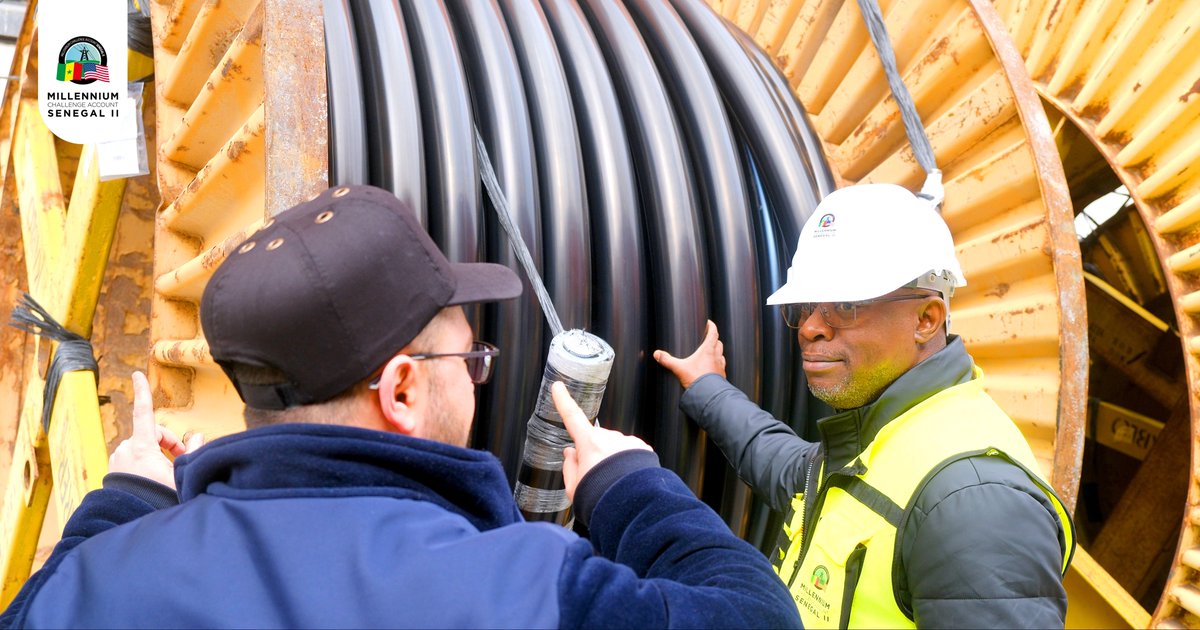 MCA_Senegal_II's tweet photo. Les tests d’acceptation en usine du câble souterrain haute tension devant relier les postes électriques de Kounoune et de Patte d’Oie ont démarré, ce mercredi 21 février 2023…  (1/2) https://t.co/BL2Z1Zvxx3