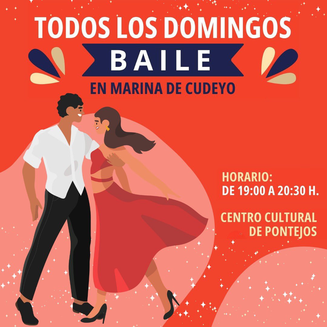 ☝🏼🗣️ ¡Recordatorio! 

📅 | Todos los domingos... 💃🏻 ¡Bailes Sociales en Marina de Cudeyo! 🕺

¿Qué te parece una dosis de ritmo para cerrar la semana? 

⏰ | 19:30 a 20:30 h
📍 | Centro Cultural de Pontejos (Antiguas Escuelas)