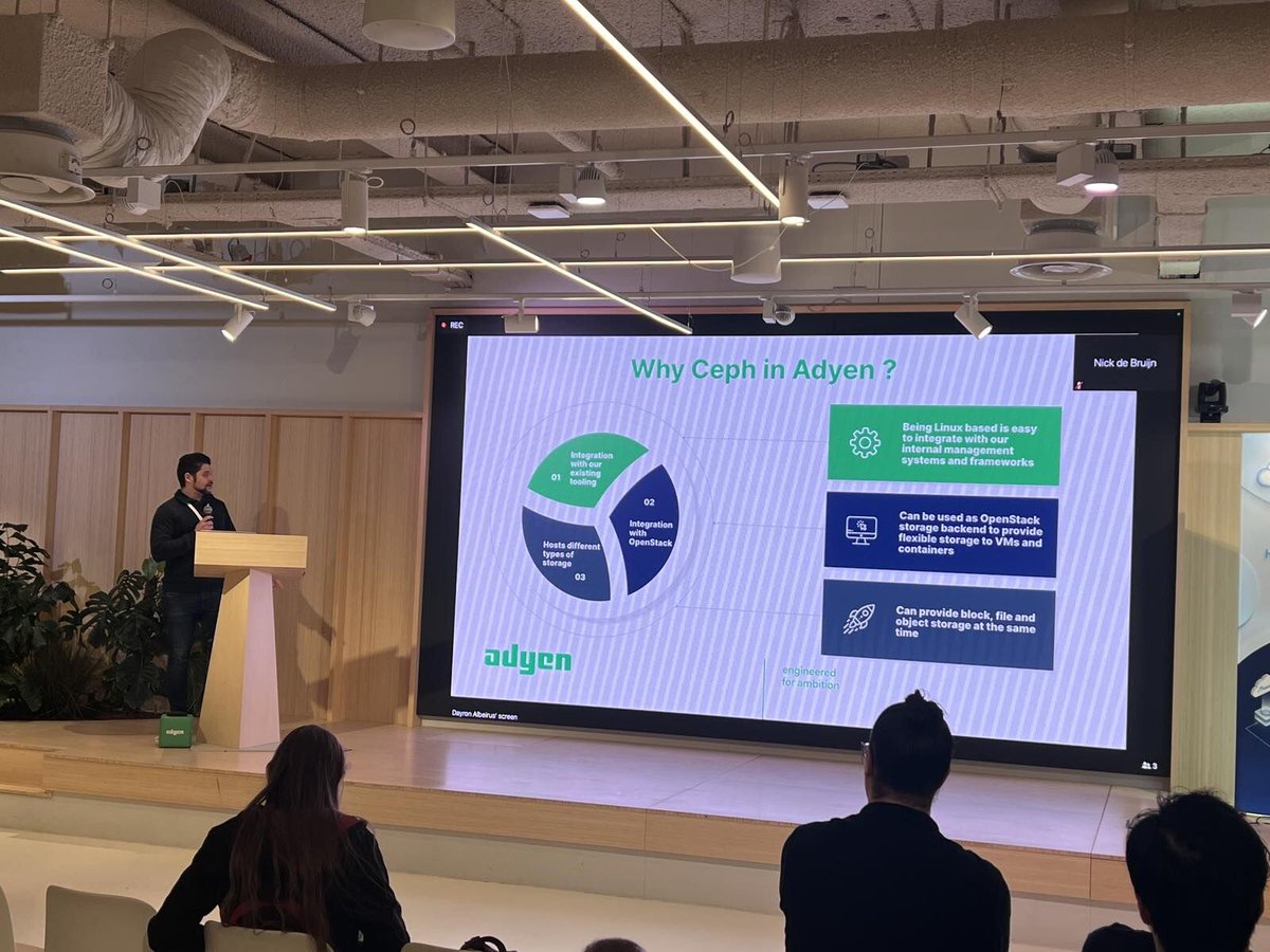 CloudStack's tweet photo. The upcoming sessions at #cloudstackandcephday!
• How the speed of light influences the performance of your cloud - Wido den Hollander, https://t.co/VboPxiWTOg
• Adyen and Ceph - Dayron Albeirus, Adyen https://t.co/lLsg4hD0Wm