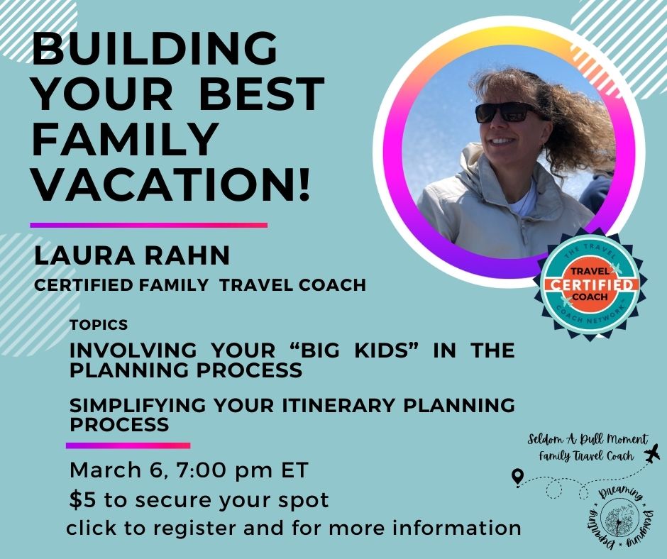 My "second chapter" is in full swing! I've become a certified Family Travel Coach.  Who's thinking about those spring break and summer vacations? Join me for some ideas and strategies to make planning easier!! Click for more info and to save your spot: ticketsignup.io/TicketEvent/Va…