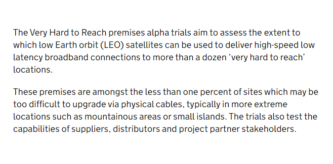 Case studies about sites part of the Very Hard to Reach premises alpha trials (in Great Britain) gov.uk/government/pub… update from <a href="/SciTechgovuk/">Department for Science, Innovation and Technology</a> with five additional case studies #telecoms #remoteplaces