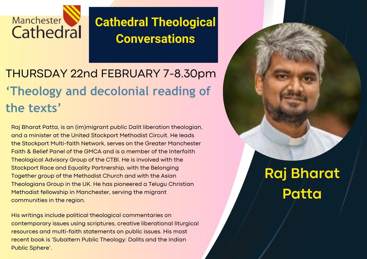 TONIGHT! Don't miss the next in our series of free Cathedral Theological Conversations at 7pm where we'll hear from @rajpatta