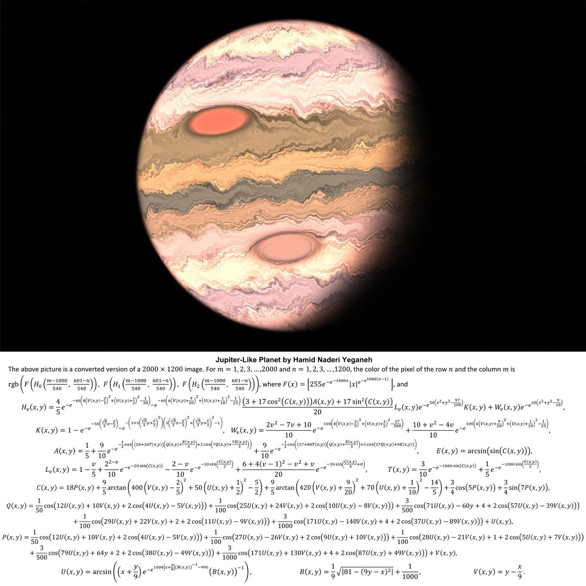 I drew this Jupiter-like planet with mathematical equations.