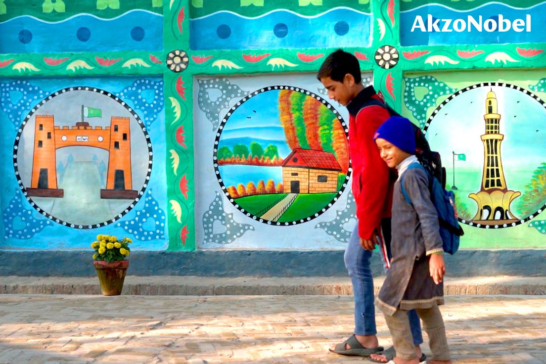 HugoStienstra's tweet photo. Thrilled to partner with the Akhuwat Foundation for @AkzoNobel's recent “Let’s Colour” project in Mustafabad – our largest ever in Pakistan. Around 1,000 homes were coated with Dulux Weathershield, which can reduce surface temperatures by up to 5°C. ➡️https://t.co/Kf7SGsMEPr https://t.co/tYvcV0oNqN