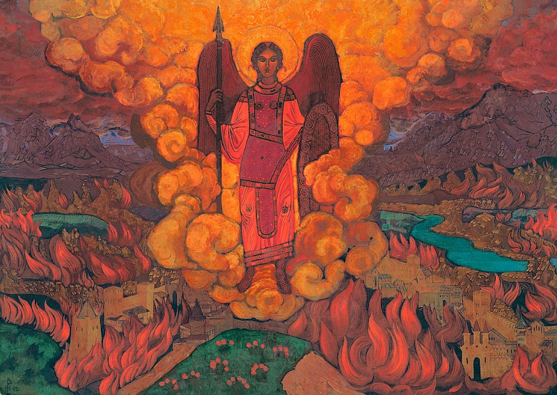NICHOLAS ROERICH (1874-1947), 'The Last Angel', 1912.  Nicholas Roerich Museum, New York City US. #NicholasRoerich #angel #Orange #Apocalypse #ArtOfTheDay #art 
instagram.com/p/C3pog2cgTj9/