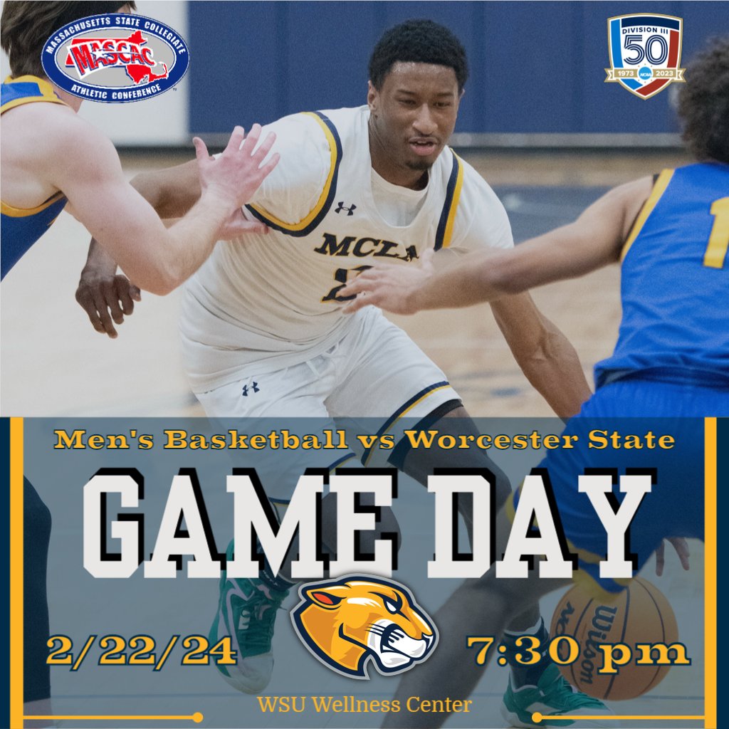 MCLAAthletics's tweet photo. GAMEDAY!
Men’s Basketball is on the road, traveling to Worcester State to take on the Lancers in the MASCAC Playoff Semi-Finals today at 7:30 pm.

Follow Along
Video: https://t.co/L3qRmqbTZ0
Live Stats: https://t.co/d9oR9Q4E9U https://t.co/Fkb110Cv9Y