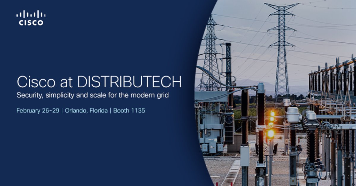 CiscoIIoT's tweet image. Cisco will be at @DISTRIBUTECH 2024 in Orlando Florida, where we will share how our utility solutions deliver security, scale, and simplicity for the modern grid.⚡Connect with us at booth #1135.

Learn more⬇️
cs.co/6016neBx0

#CiscoIoT #DISTRIBUTECH24