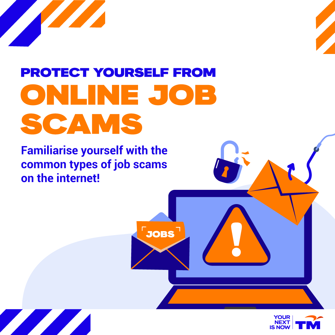 myTMgroup's tweet photo. Online job scams are common on the internet. It is a fraudulent offer for work that is intended to mislead people seeking legitimate employment.
#TM #YourNextIsNow #OnlineScam #TMScamAlert #ScamSmart #JanganKenaScam #TakNakScam #NSRC https://t.co/tgISl3xoYv