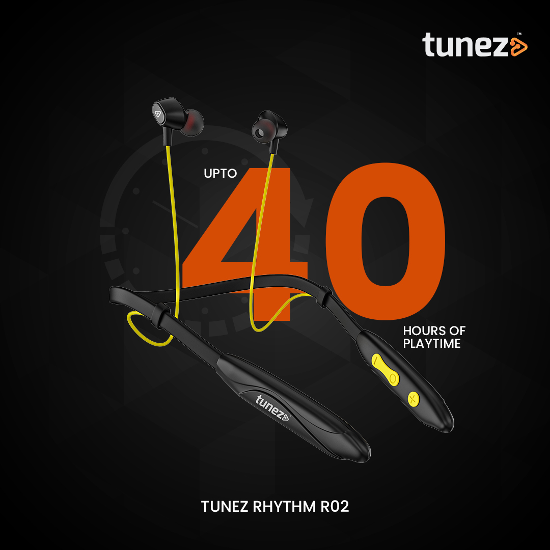 Unleash the rhythm with Tunez Rhythm R02! Elevate your music experience with Bluetooth wireless neckband magic, delivering up to 40 hours of non-stop beats. 🎶🔥

#TunezRhythmR02 #Tunez #Gotunez #WirelessNeckband #BigBattery