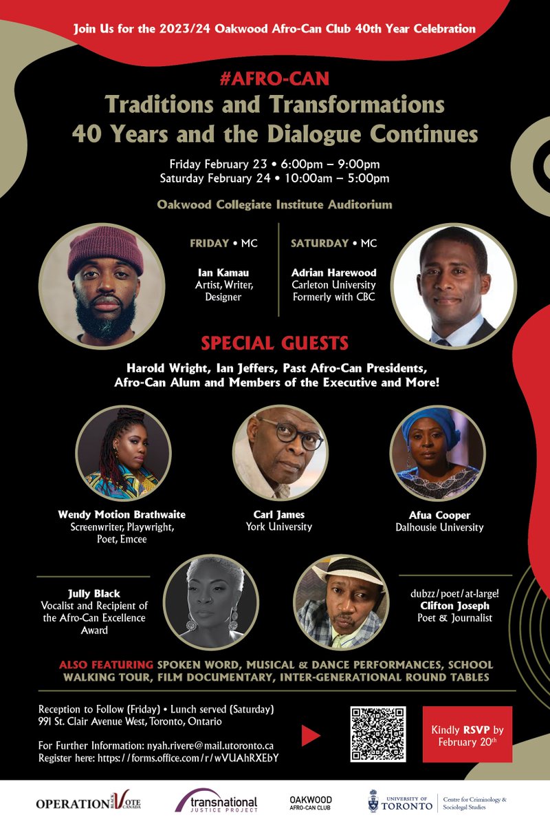 Tomorrow, Feb 23rd, I will be speaking for this important 40th anniversary event. #AfroCan