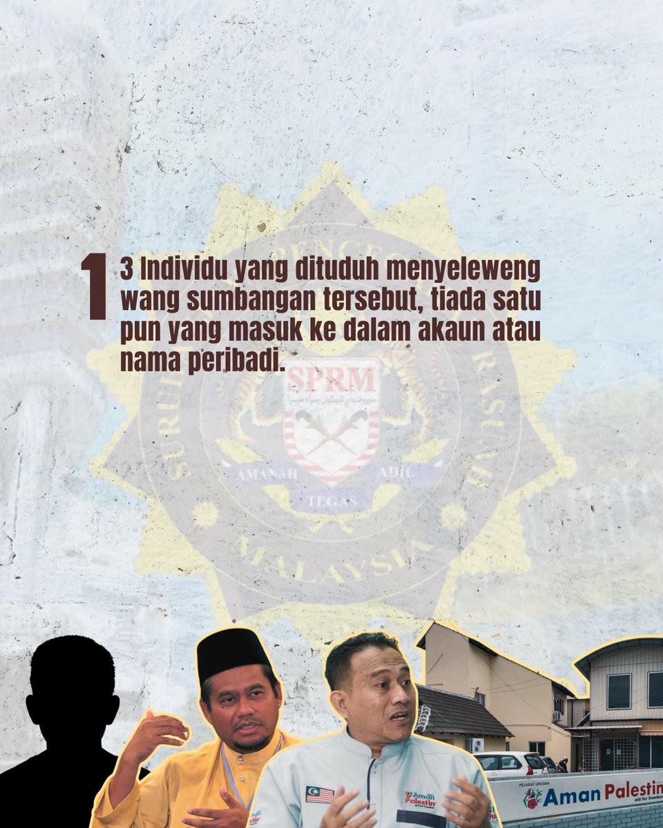 10 KEDANGKALAN DAN KEPELIKAN DALAM PERTUDUHAN TERHADAP AMAN PALESTIN

1. 3 individu yang dituduh menyeleweng wang tersebut, tiada satu pun masuk dalam nama atau akaun peribadi