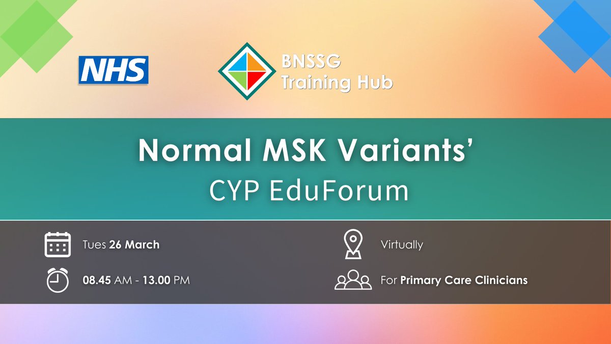 📆 Join Joanna Walten on the 26th March ➡️ Normal MSK Variants’ CYP EduForum 👇 Register interest here forms.office.com/Pages/Response… #freeevent #nhs #bnssg