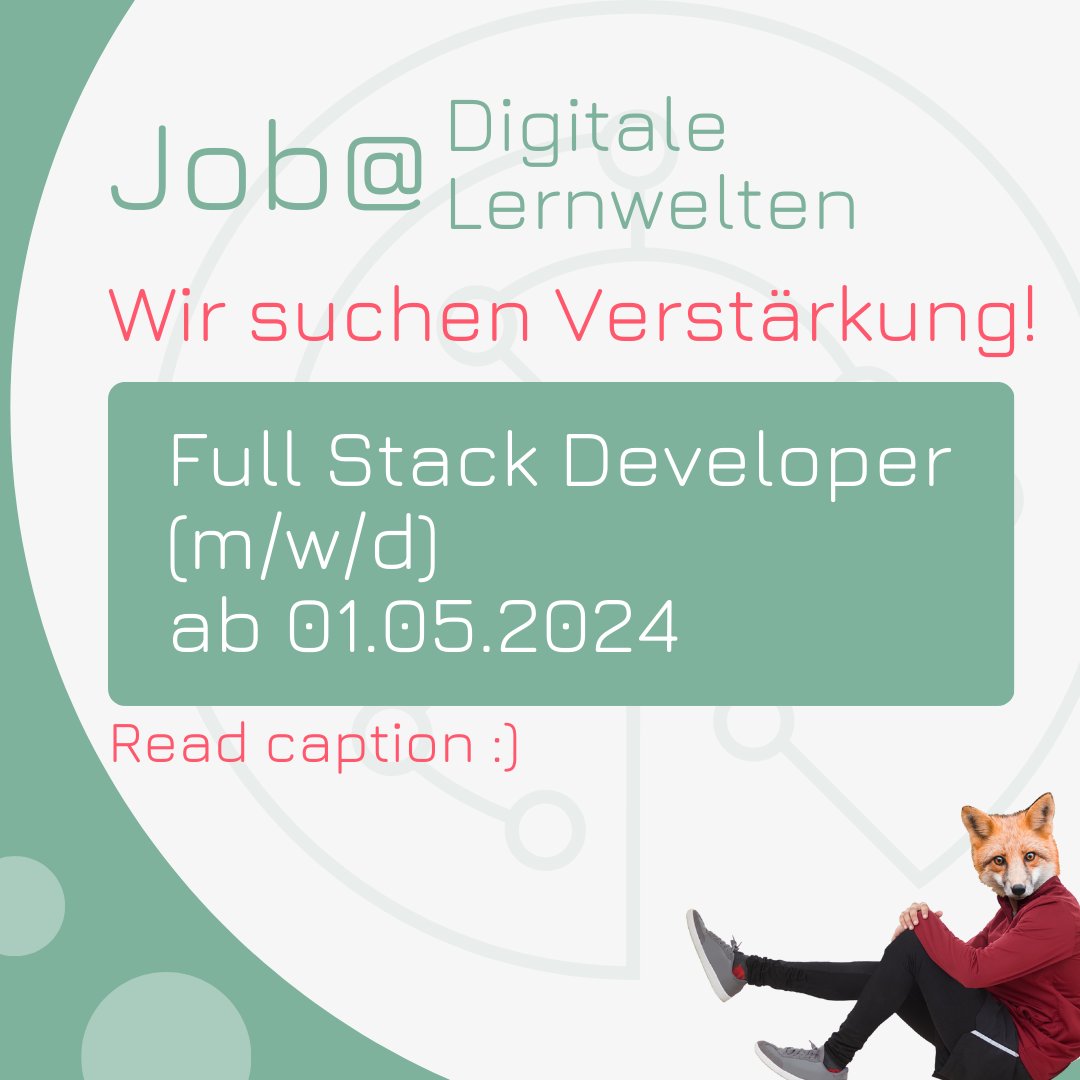 Unser Team sucht Verstärkung: einen talentierten Full Stack Developer (m/w/d), der unsere digitalen Bildungsangebote ab dem 01.05.2024 gemeinsam mit uns auf das nächste Level hebt. Mehr Info: linkedin.com/jobs/view/38... #jobangebot #Stellenangebot #Developer