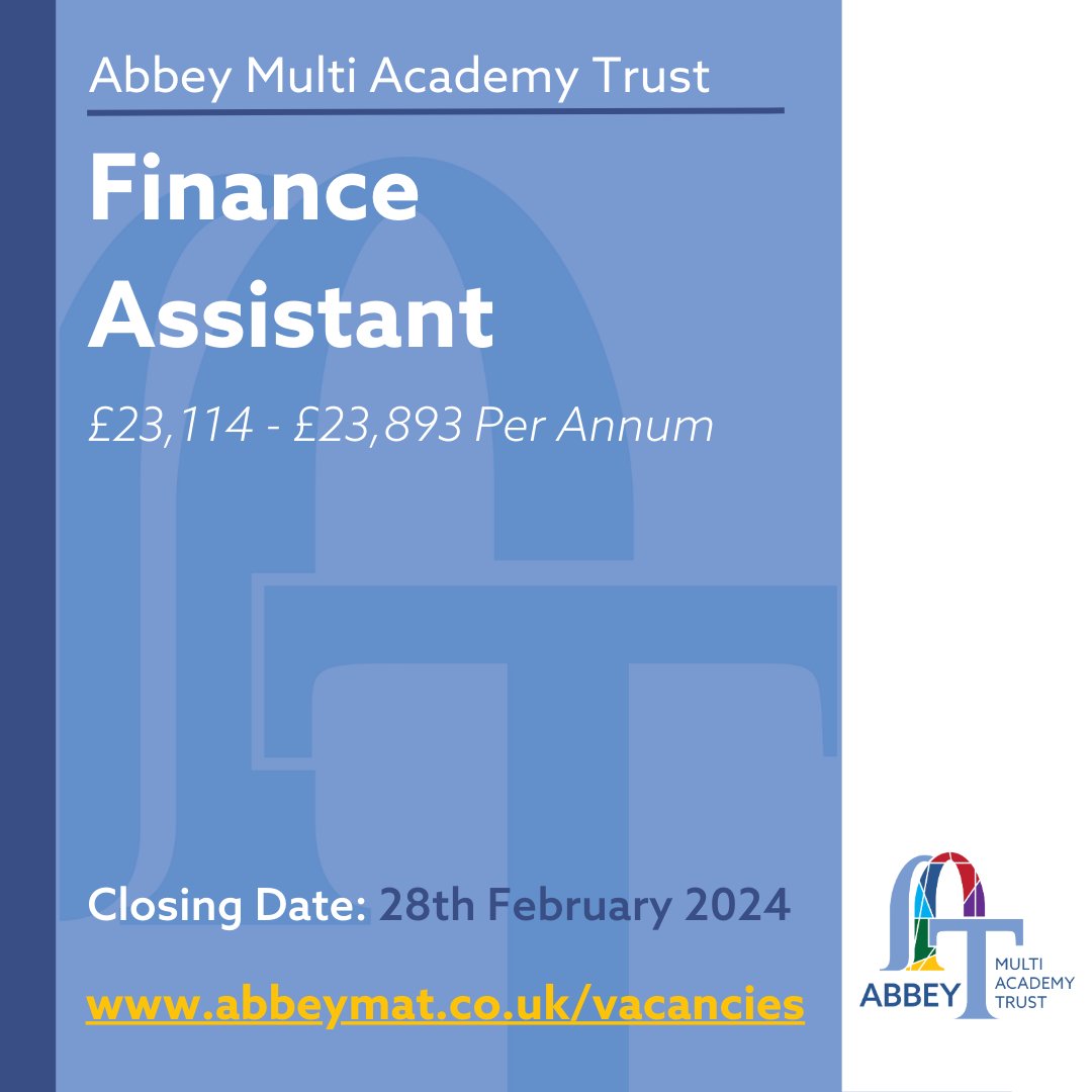 VACANCY - Finance Assistant - £23k+ Flexible and hybrid working within an established and supportive finance team. Ideal role for someone looking to gain experience in finance & is eager for a fresh challenge. abbeymat.co.uk/vacancies @JCPinWestYorks @Leedsjobstoday #leedsjobs