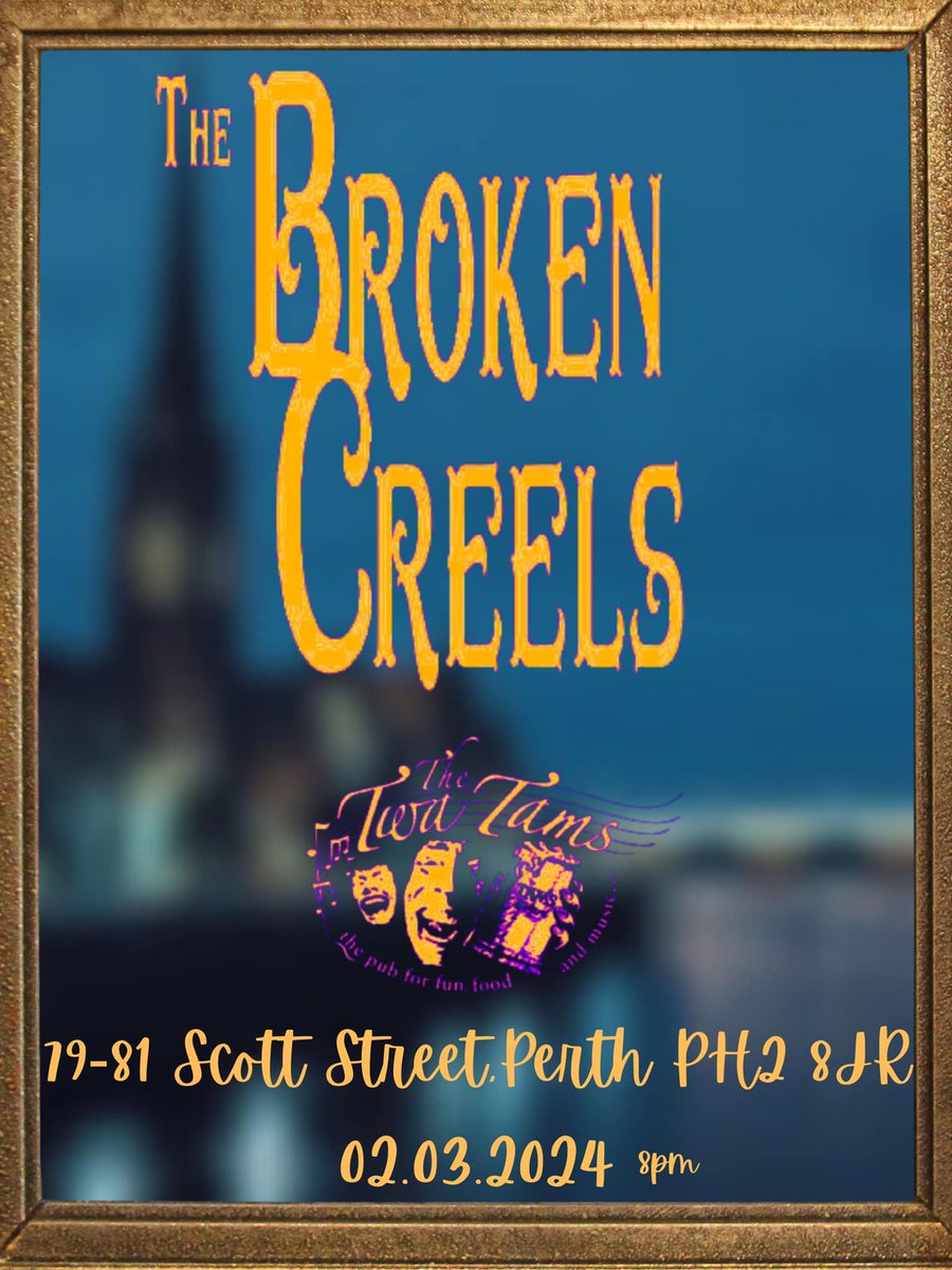 @TheBrokenCreels are back down to #Perth’s musical Mecca @thetwatams on the 2nd March. They will be kicking off the shenanigans at 8pm! Mon doon and catch the set! Cheers #TheBrokenCreels #TwaTams