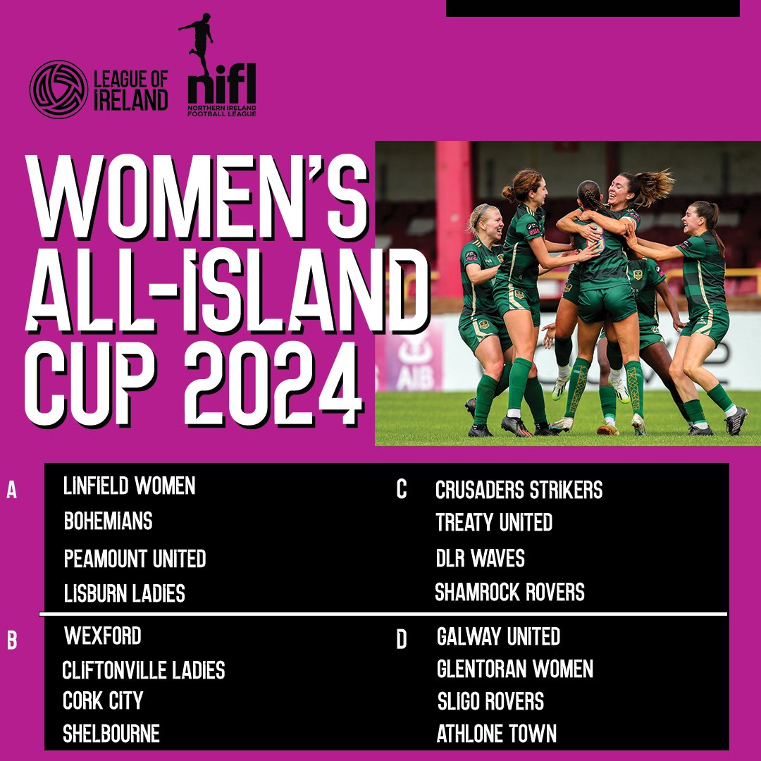 Confirmed ✅

The Group Stages for the Women's All-Island Cup 2024 are now in. 

The first Match Day of the competition kicks off on Saturday, 23 March. 

#LOI24 | #AllIslandCup