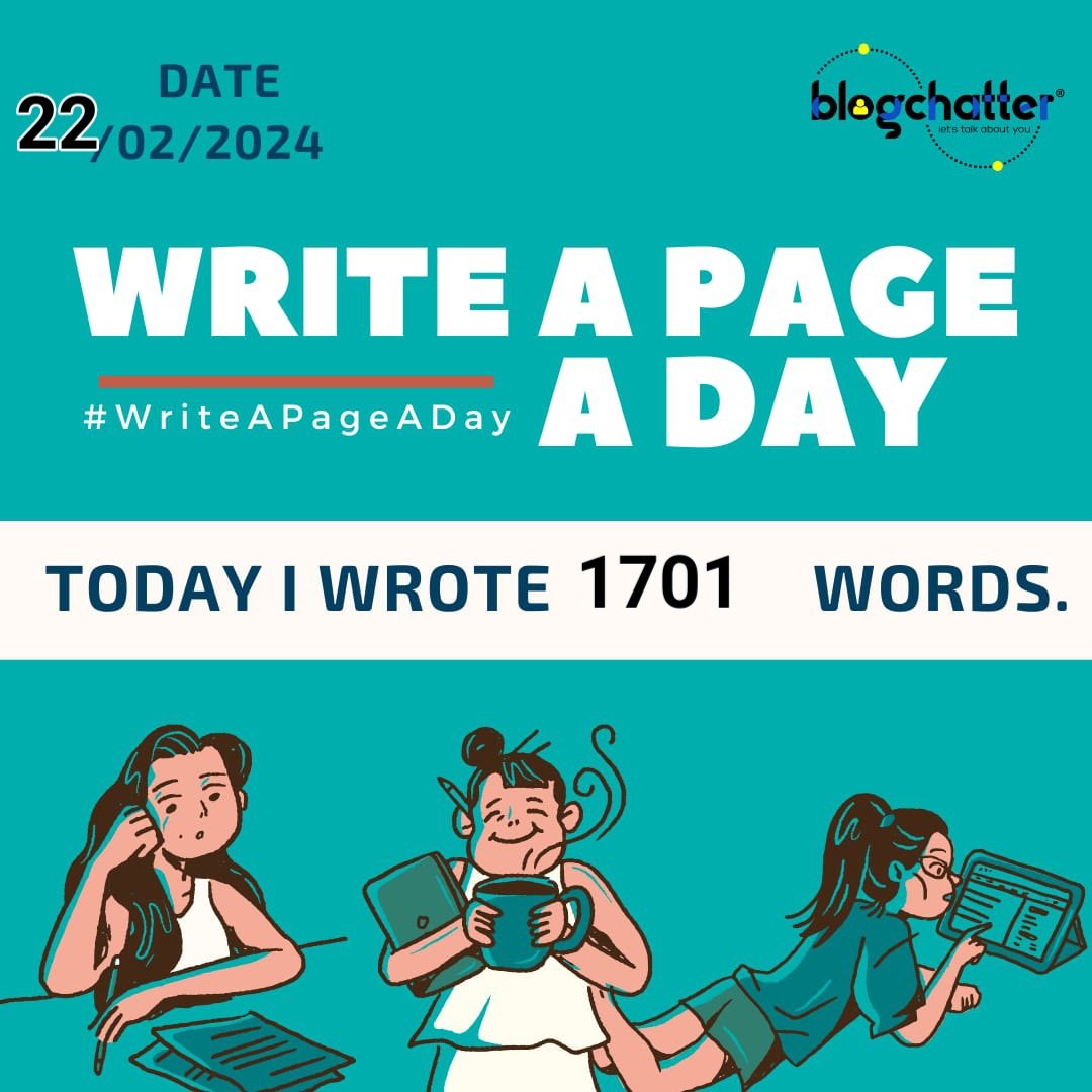 Drpriyankanaik's tweet image. Chuffed that my  word count for @blogchatter  ‘s #writeapageaday challenge Day 22 is 1701.  

#blogchatter