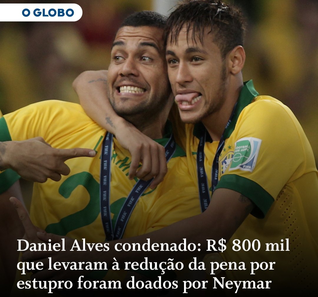 A esquerda defende bandido, disse o Neymar, que pagou R$ 800 mil para diminuir a pena por estupro do Daniel Alves.