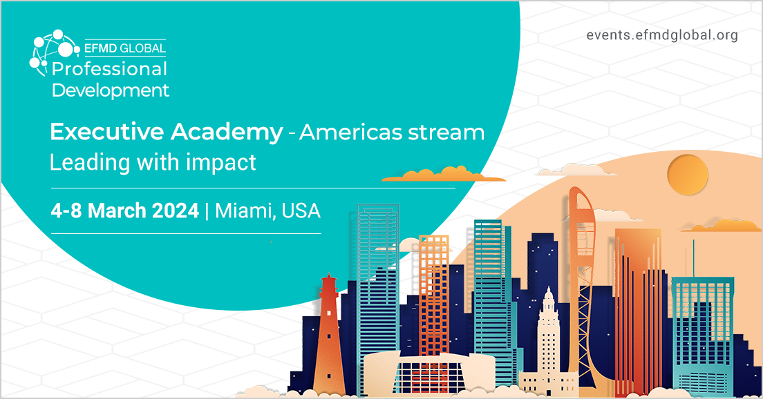 🏄‍♀️Miami Spring Break? Join the #EFMDExecAcademy, an innovative leadership programme for business school Directors, Asst. Deans & Managers to explore: 🫧A Holistic Approach 🫧Performance Metrics 🫧Self-Study 🫧Leadership 🫧& More! 🏝️Info/Register: ╰┈➤bit.ly/04-08Mar