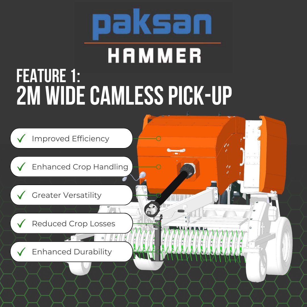 Introducing our Paksan Feature Highlights series!

2m camless pickup. Here's why it's a game-changer:

✅Increased Strength
✅ Improved Material Intake
✅ Reduced Maintenance: 
✅Fewer Operational Issues

#PaksanHammer #ConventionalBaler